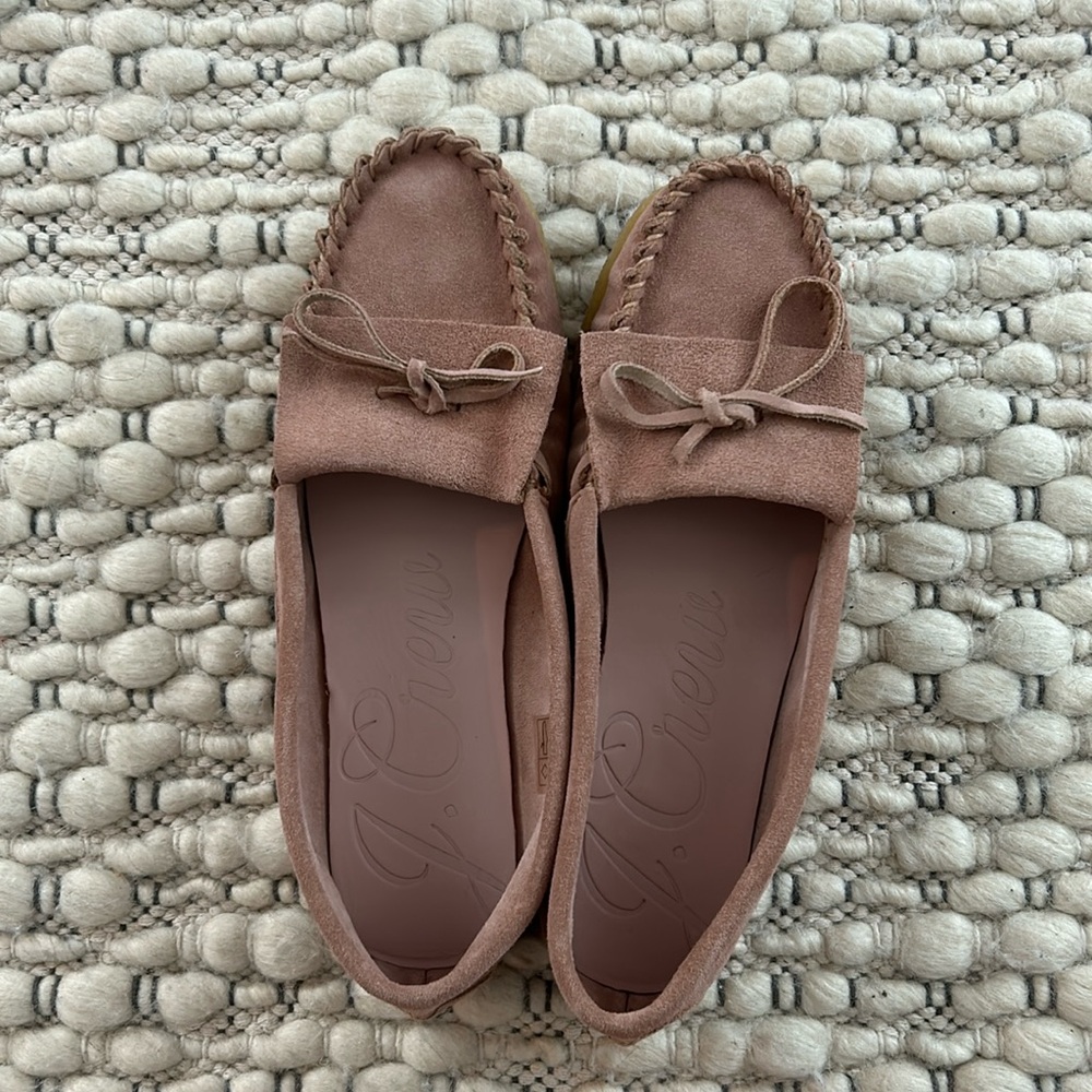 J. Crew pink suede moccasins